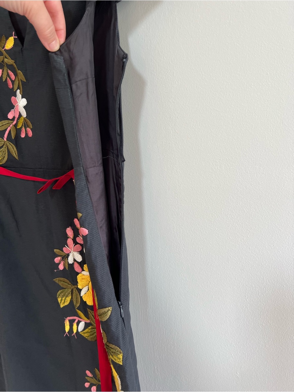 Moulinette Soeurs Anthropologie Lucillae Floral Embroidery Shift Grey Dress, 8 - Picture 7 of 12